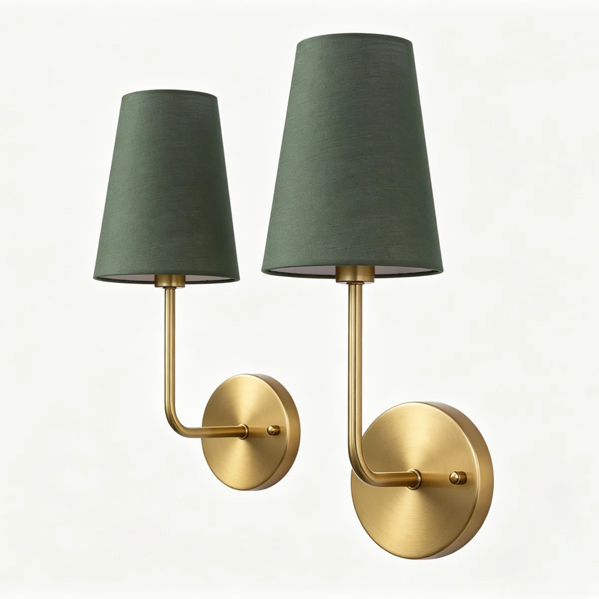 Fortney 2 - Light Dimmable Indoor Brass Wall Sconce With Green Fabric Shade (Set of 2) | Wayfair North America