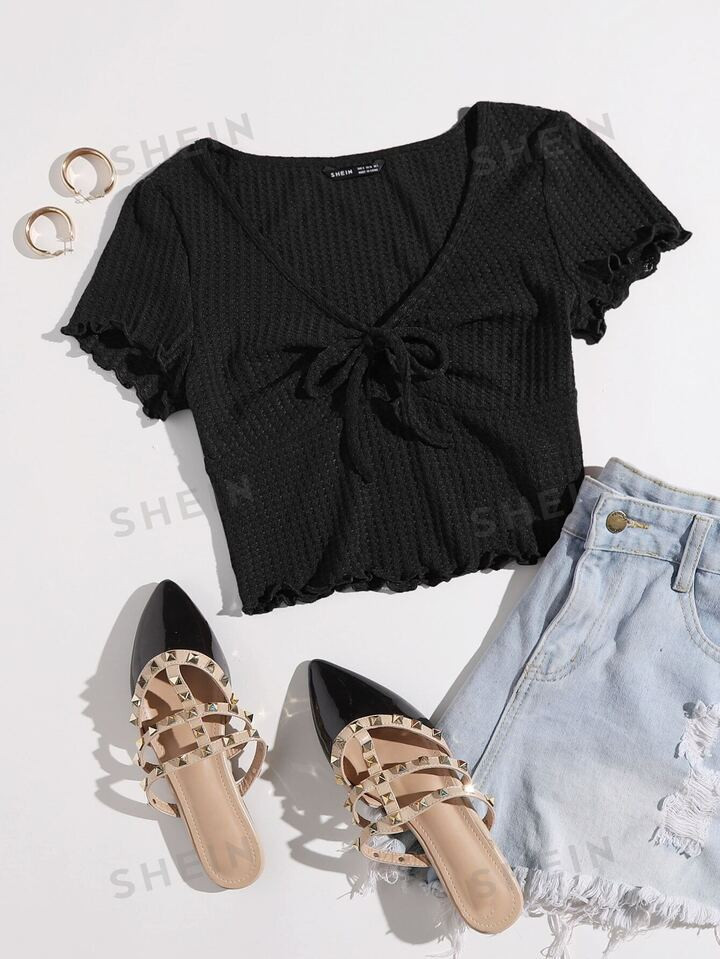 SHEIN EZwear Nó Simples ocasional Camiseta | SHEIN