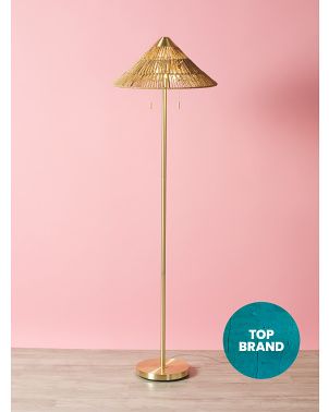 64in Paper Rope Cone Shade Metal Floor Lamp | Living Room | HomeGoods | HomeGoods