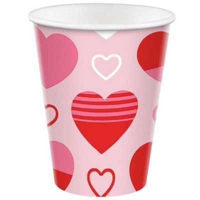 10ct 9oz Valentine&#39;s Day Cup with Hearts Light Pink - Spritz&#8482; | Target