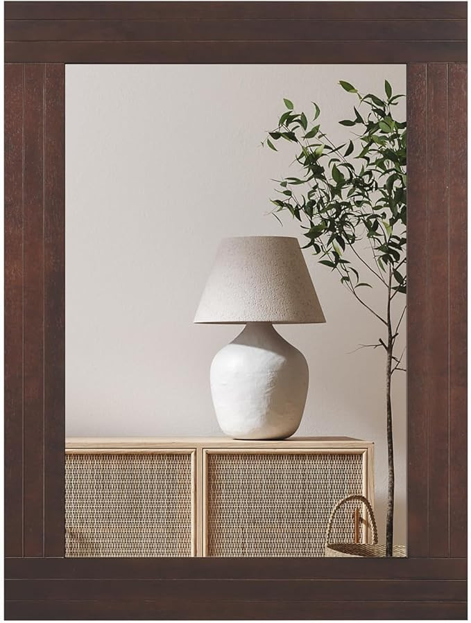 Tangkula 24" x 32" Wood Mirror for Wall, Wall Mounted Rectangular Decorative Mirror for Bathroom ... | Amazon (CA)
