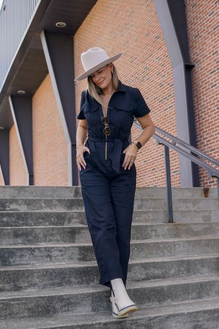 A Tall Jumpsuit can be one of the hardest pieces to find but look no further! @albionfit has created the perfect tall black canvas jumpsuit for BACK to SCHOOL and well into the WEEKEND! You’re going to want to run and snag this one now before they sell out!!! 🖤 (also available in regular and petite sizes) Find the link to shop in my Bio & Stories today. #albionfit #tallstyleguide #tallfashion #backtoschoolstyle 

I’m 5’11, wearing a Tall-Large. This could easily be sized down for a more fitted look. 

For a fun weekend style I paired the @albionfit CITY JUMPSUIT in BLACK CANVAS with my Ezra Hat in Ivory from @gigipip , Gold Sunnies from @lespecs and my favorite gold jewelry pieces from @mirandafrye 🤍 A super easy outfit to throw on and head out the door. USE CODE: SARAHFRANK for 15% off Gigi Pip 

#LTKstyletip #LTKsalealert #LTKBacktoSchool