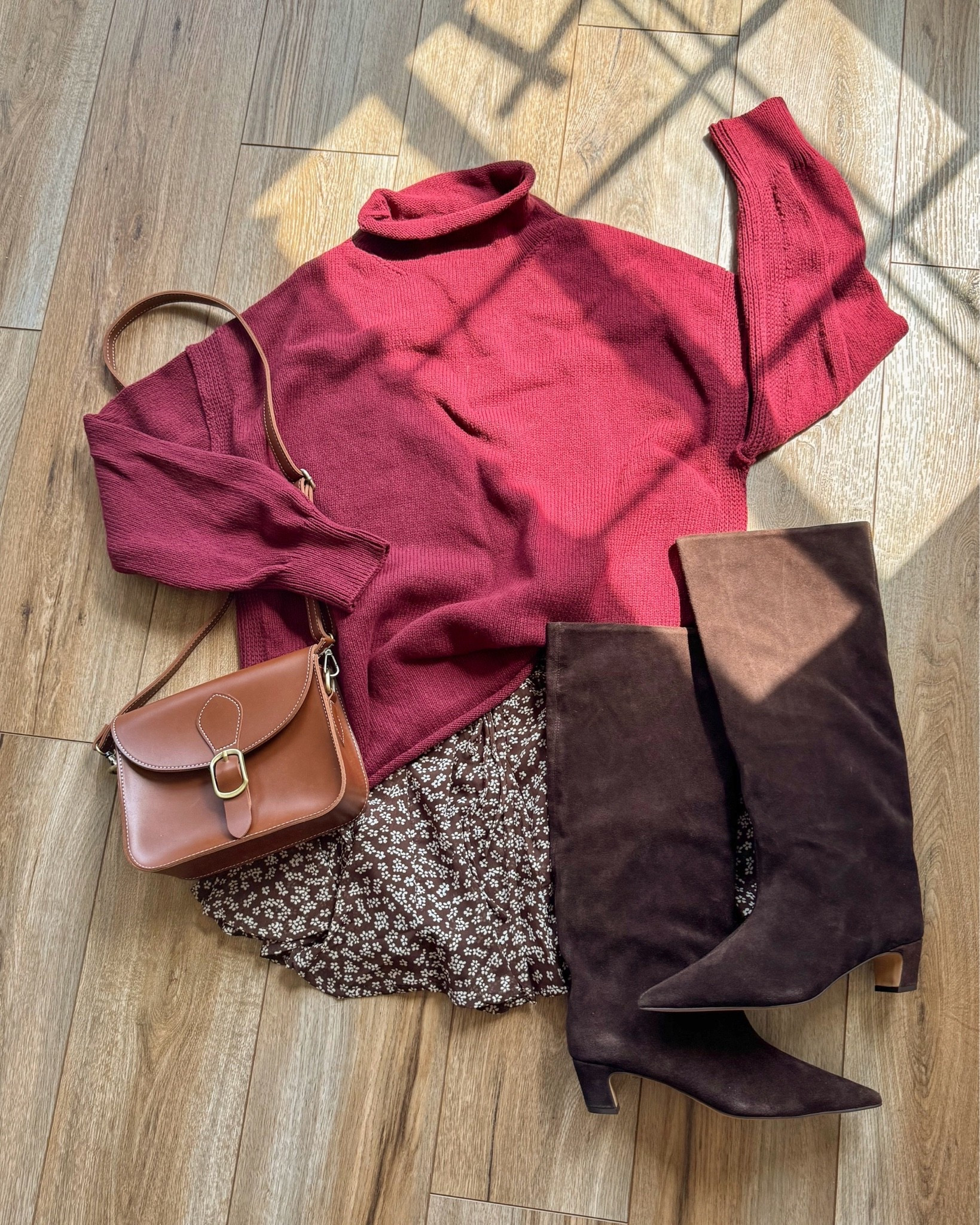 nordstrom outfits. free people sweater. brown floral mini skirt. brown suede boots. nordstrom anniversary sale 2026. 

sweater fits oversized on purpose. get your normal size for relaxed oversized fit. skirt is tts with stretchy waist. boots are tts and comfy!

#LTKSeasonal #LTKSaleAlert #LTKootd