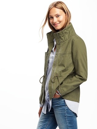 Old Navy Womens Twill Field Jacket For Women Hunter Pines Size L | Old Navy US