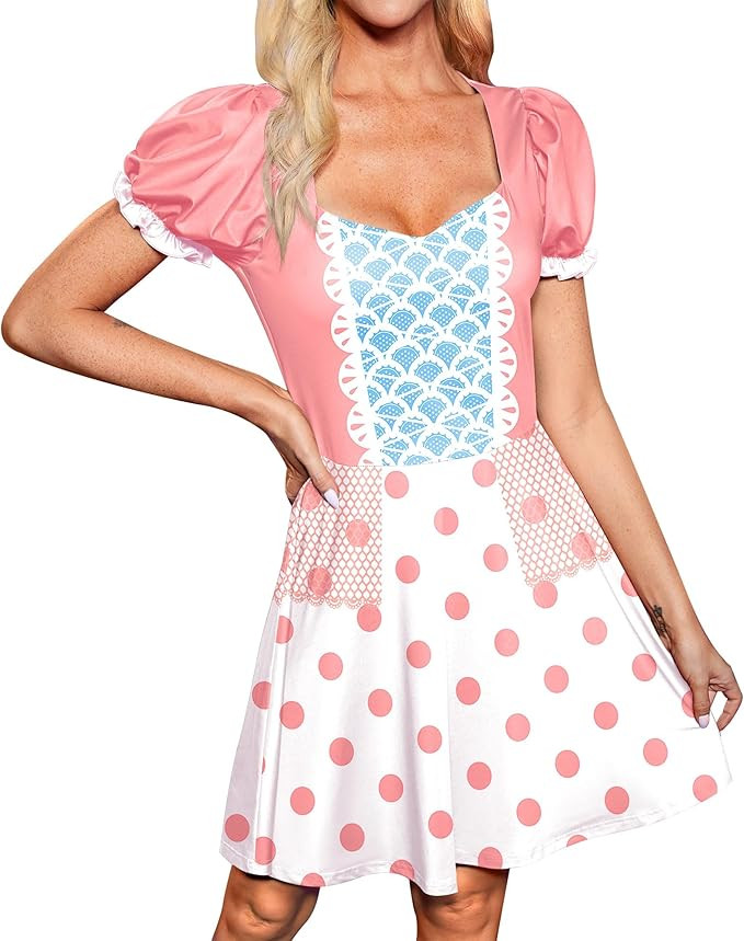 For G and PL Women’s Halloween Cosplay Flare Mini Dress Puff Sleeve Sweetheart Neckline Costume | Amazon (US)