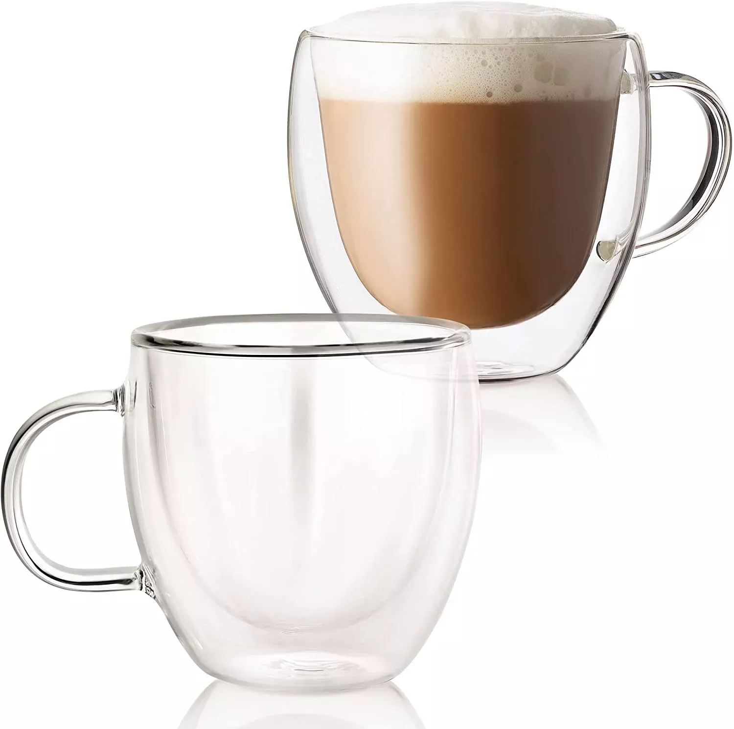 Mainstays Set of 2 Double Wall Insulated Glass Mugs 13.8oz