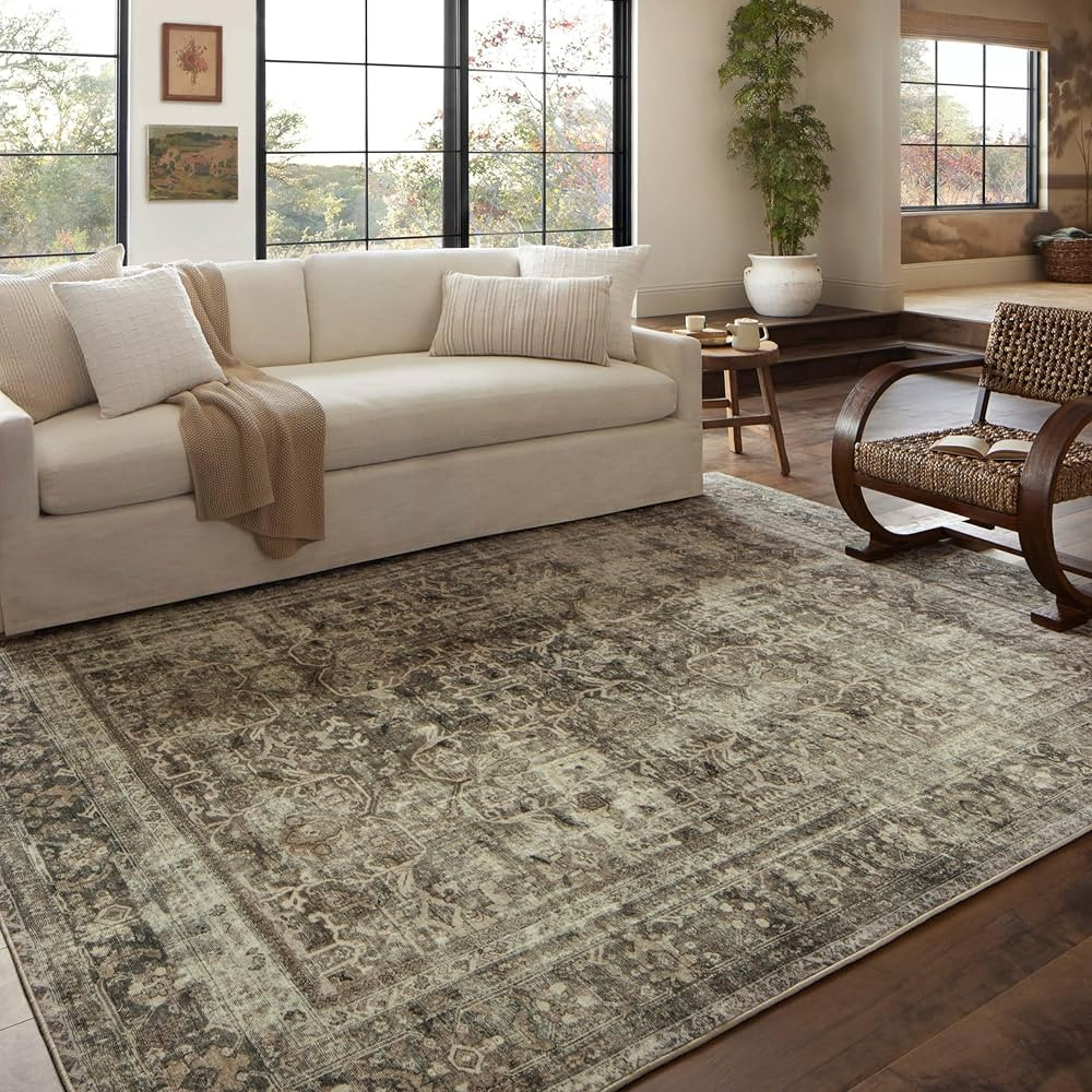 Loloi Magnolia Home by Joanna Gaines x Sinclair Pebble/Taupe 7'-6" x 9'-6" Area Rug | Amazon (US)