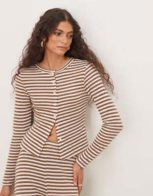 ASOS DESIGN co-ord long sleeve cardigan in textured stripe | ASOS (Global)