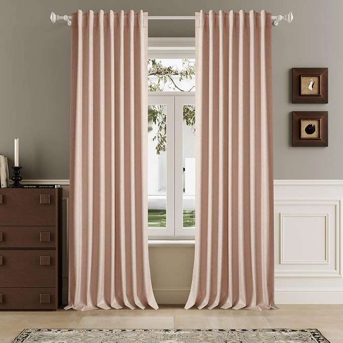Baby Pink 102 Inch Length Curtains, 100% Blackout Curtains 84 Inch Extra Wide for Bedroom Thermal... | Amazon (US)