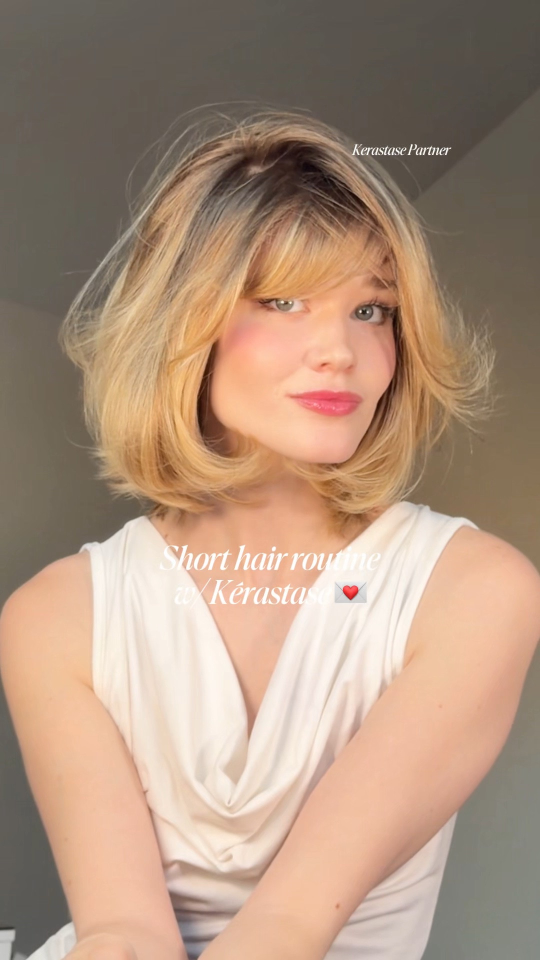 voluminous, healthy, shiny hair using @kerastase_official’s Premiere mask and gloss absolu glaze drops, perfect combination for glossy hair ✨🤍  #kerastasepartner #kerastaseusa #hair #haircare #shorthair