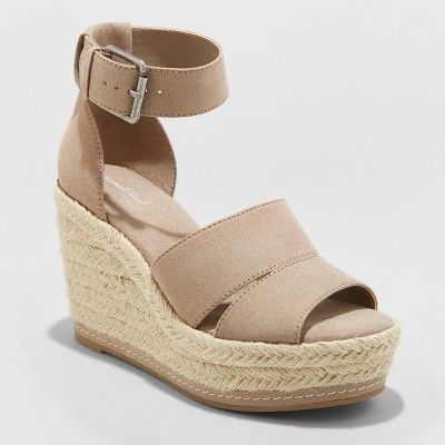 Women's Caroline Microsuede Ankle Strap Espadrille Wedge - Universal Thread™ | Target