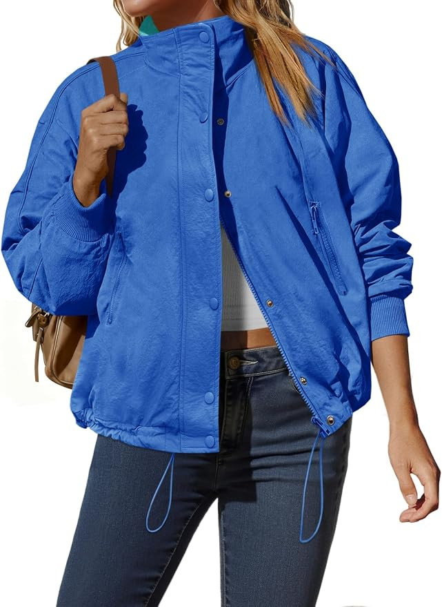 Tankaneo Womens Fleece Lined Cropped Jackets Full Zip Loose Casual Coats | Full Zip, Oversized, C... | Amazon (US)