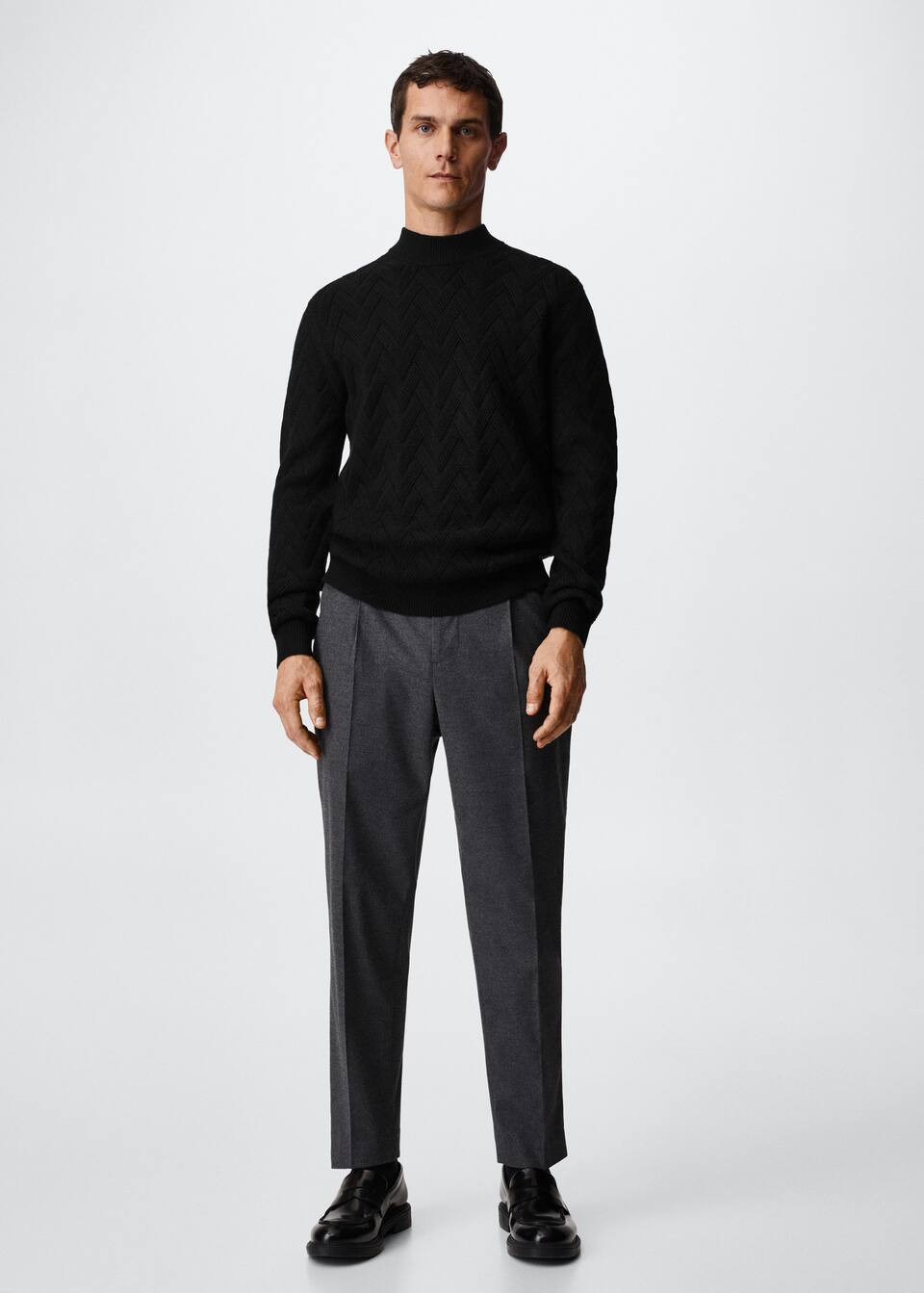 Structured perkins neck sweater -  Men | Mango Man USA | MANGO (US)