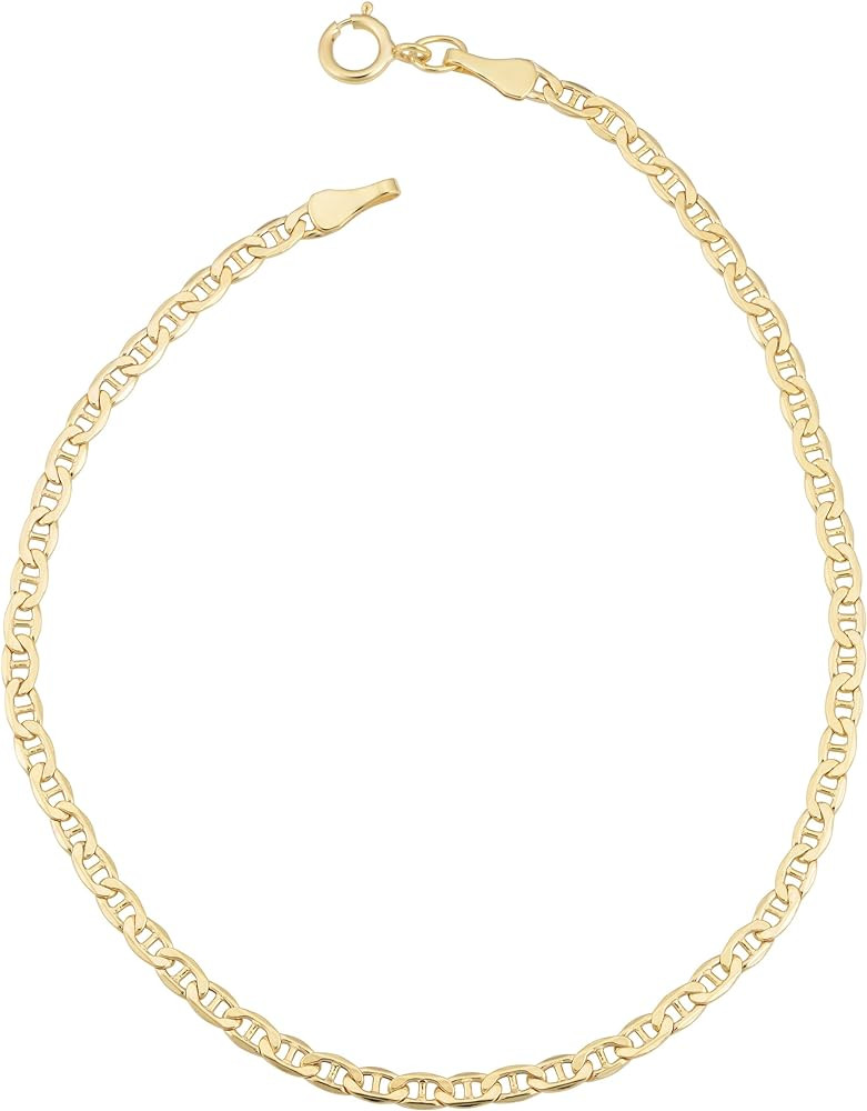 Kooljewelry 10k Yellow Gold Mariner Link Anklet (2.3 mm, 10 inch) | Amazon (US)