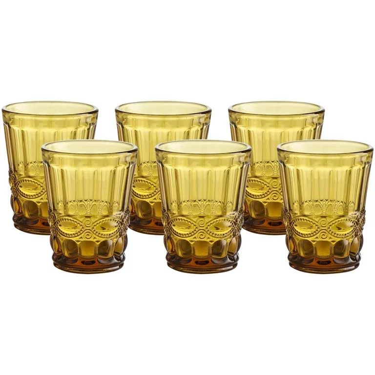 Colored Water Glass Vintage-Pressed Pattern 8 Ounce Wedding Wine Glass Set of 6- Solid | Walmart (US)