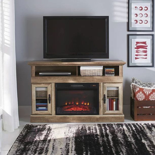 Better Homes & Gardens Crossmill Fireplace Media Console for TVs up to 60", Weathered Finish | Walmart (US)