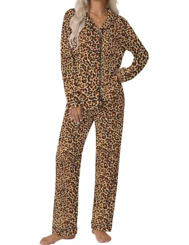 Ekouaer Pajamas Womens Long Sleeve Sleepwear Button Down Loungewear Pjs Set | Amazon (US)