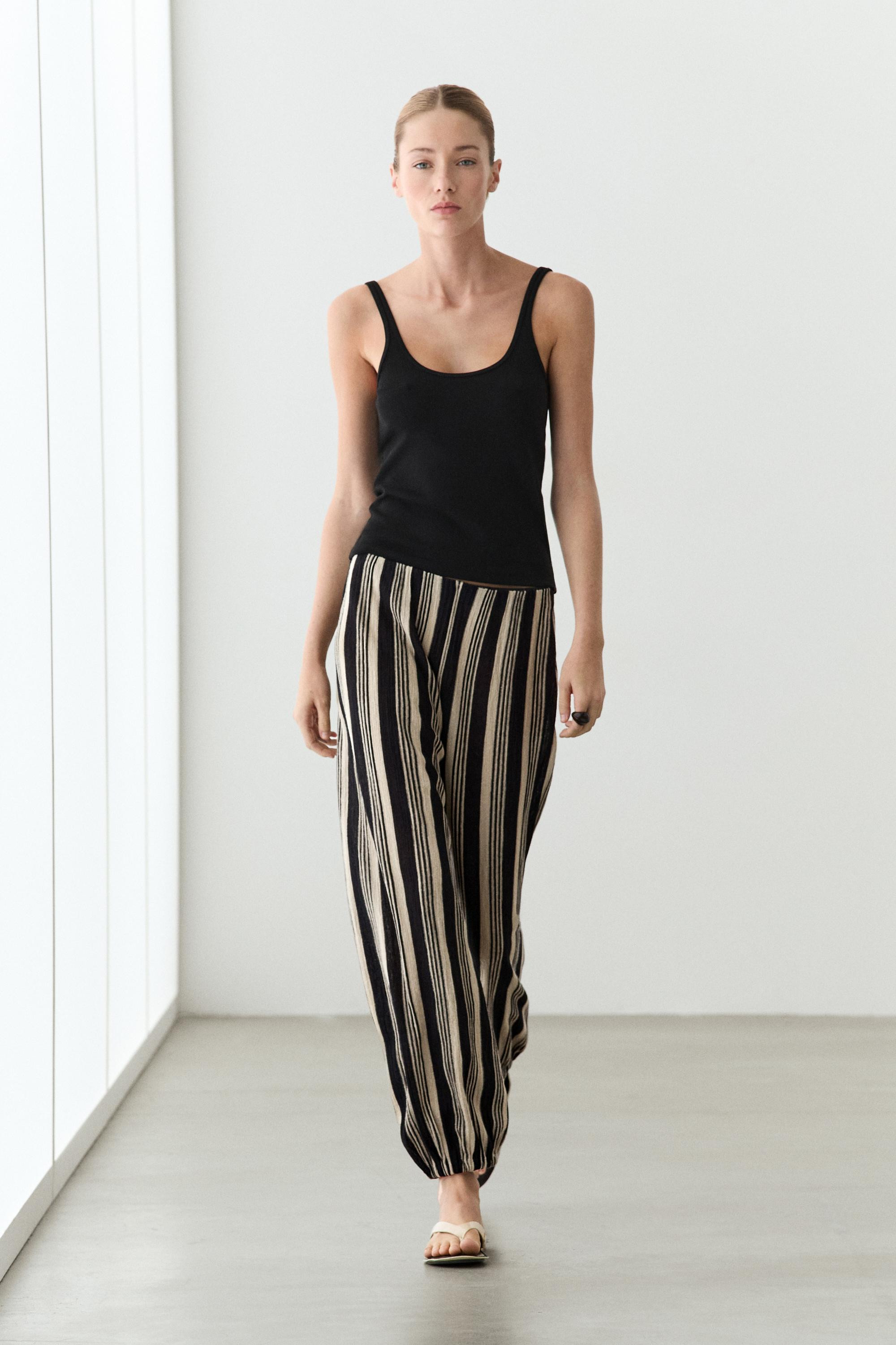 Strappy cotton blend top | Massimo Dutti UK