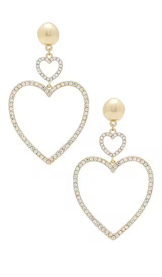Two Hearts Drop Earrings in Gold | Revolve Clothing (Global)
