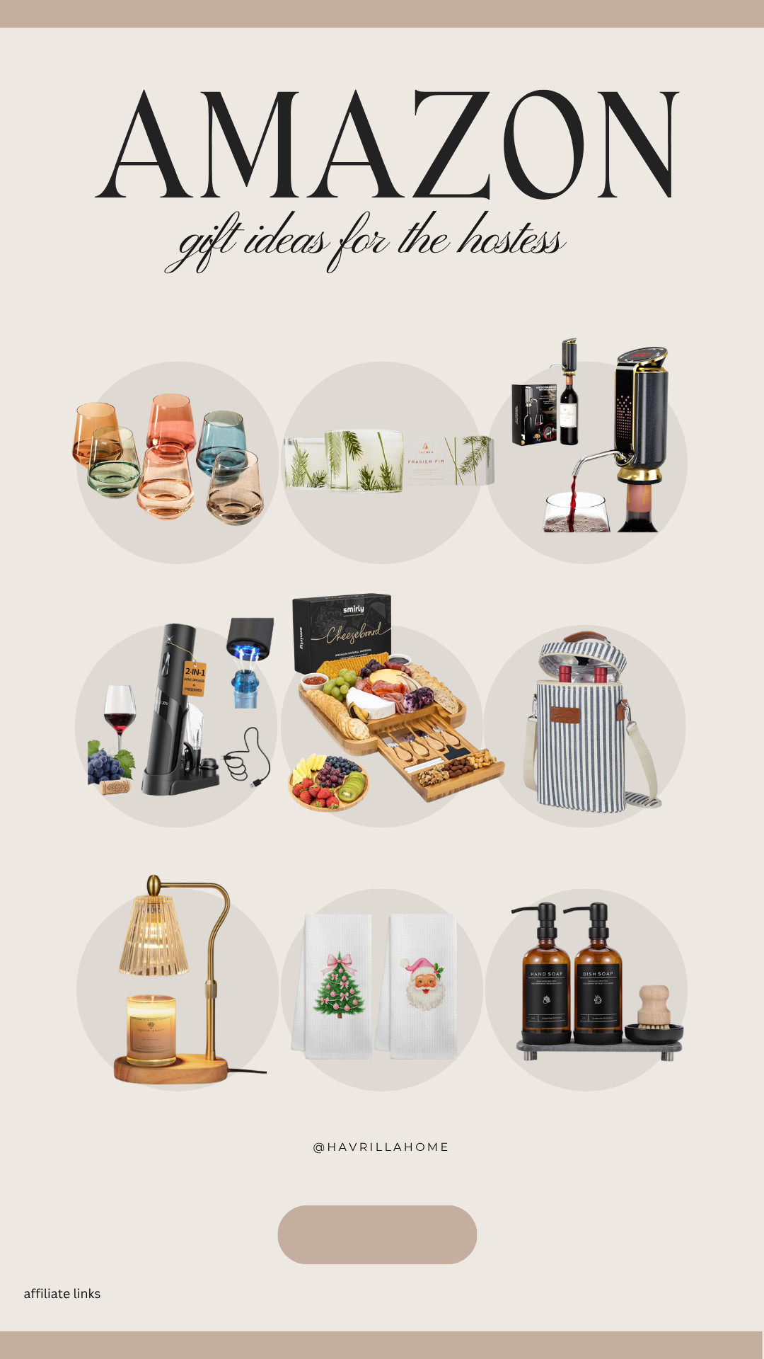 Amazon hostess gift ideas amazon, holiday hostess gifts, christmas hostess gifts 2024, wine lover gifts amazon, candle warmer lamp, charcuterie board gift amazon, wine chiller amazon, wine opener set amazon, frasier fir candle, kitchen gift ideas for her, entertaining gifts amazon, cozy hostess gifts, amazon home gifts, holiday gift ideas for host. ollow @havrillahome on Instagram and Pinterest for more home decor inspiration, diy and affordable finds Holiday, christmas decor, home decor, living room, Candles, wreath, faux wreath, walmart, Target new arrivals, winter decor, spring decor, fall finds, studio mcgee x target, hearth and hand, magnolia, holiday decor, dining room decor, living room decor, affordable, affordable home decor, amazon, target, weekend deals, sale, on sale, pottery barn, kirklands, faux florals, rugs, furniture, couches, nightstands, end tables, lamps, art, wall art, etsy, pillows, blankets, bedding, throw pillows, look for less, floor mirror, kids decor, kids rooms, nursery decor, bar stools, counter stools, vase, pottery, budget, budget friendly, coffee table, dining chairs, cane, rattan, wood, white wash, amazon home, arch, bass hardware, vintage, new arrivals, back in stock, washable rug  

 

#LTKCyberWeek #LTKGiftGuide #LTKHoliday