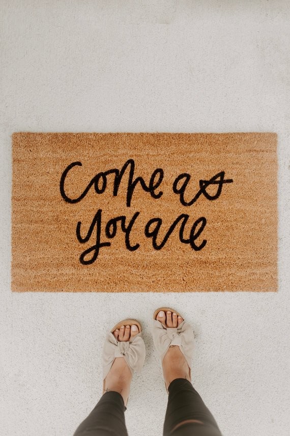 come as you are doormat | hello welcome mat | hand painted, custom doormat | cute doormat | outdo... | Etsy (US)