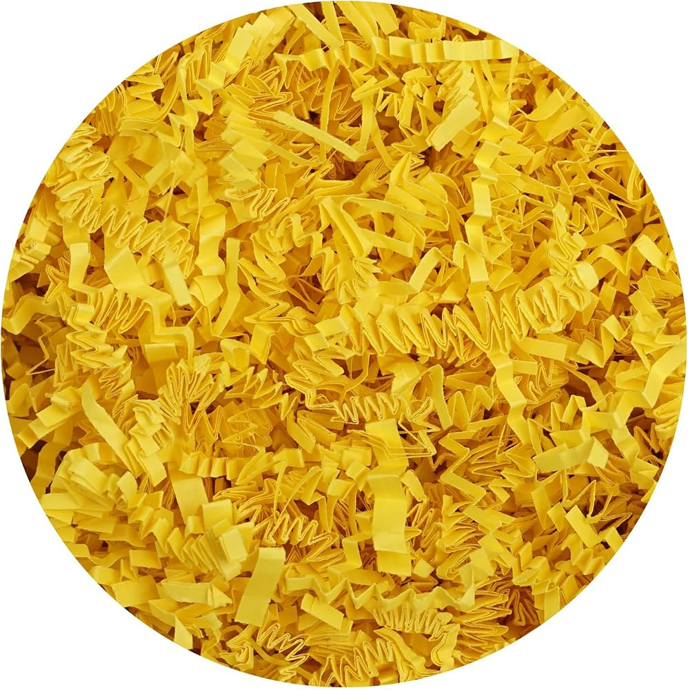 Hampton Distribution Yellow Crinkle Paper Filler, 4.5oz Shredded Paper For Gift Baskets, Weddings... | Amazon (US)