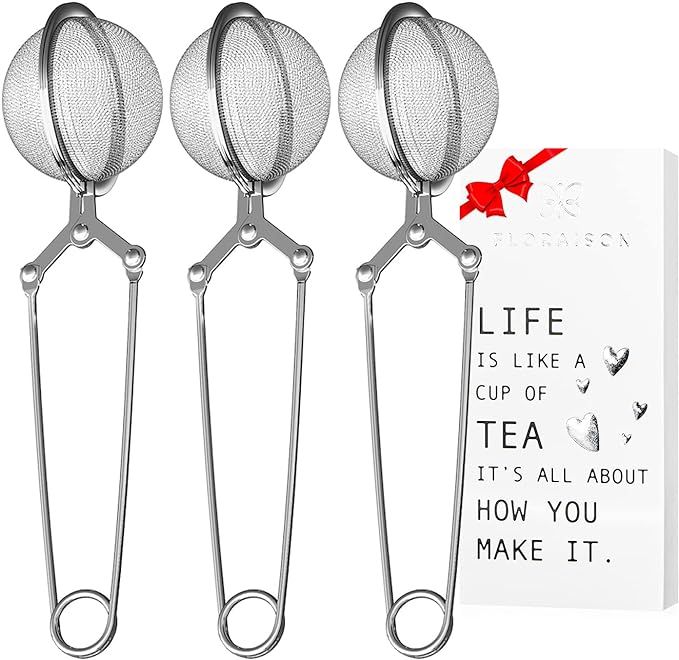 3 Pack Mesh Tea Infuser with Handle Snap Ball Strainer Steep Loose Leaf Fine Mesh Ball Tea Filter... | Amazon (US)