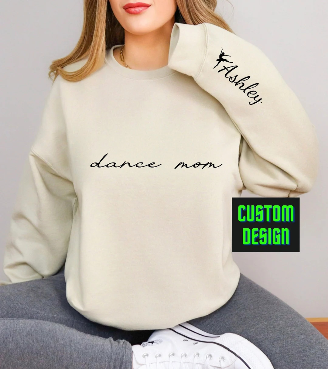 Personalized Dancer Name on Sleeve, Mothers Day Custom Dance Mom Sweatshirt Birthday Gift for Mom... | Etsy (US)