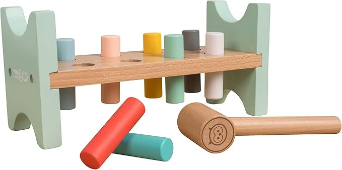 Owl & Fox Wooden Hammer Bench, Pretend and Play Pounding Bench with Hammer and Pegs, Developmenta... | Amazon (UK)