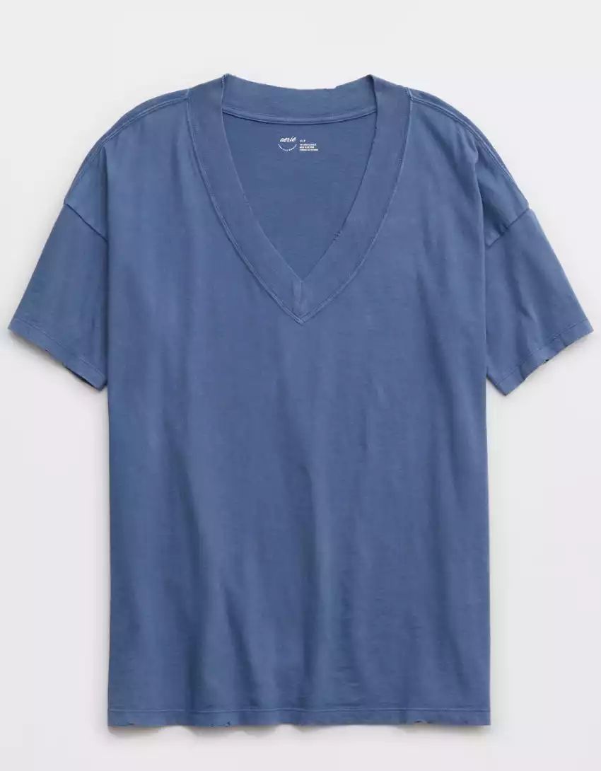 Aerie Oversized Extreme V-Neck Boyfriend T-Shirt | American Eagle Outfitters (US & CA)