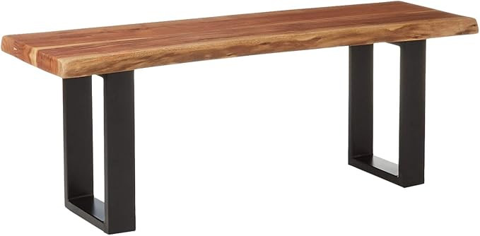 Alaterre Furniture Alpine Live Edge Solid Wood 48 inch Bench with Metal Legs, Natural | Amazon (US)