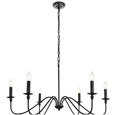 Hamza 6 - Light Candle Style Chandelier Laurel Foundry Modern Farmhouse® Finish: Matte Black, Size:  | Wayfair North America