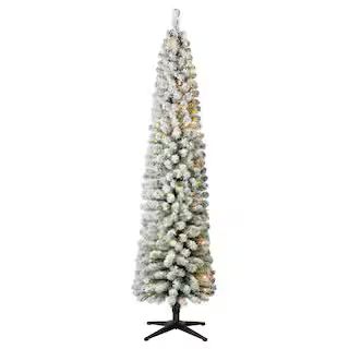7ft. Pre-Lit Flocked Artificial Pencil Christmas Tree, Clear Lights by Ashland® | Michaels Stores