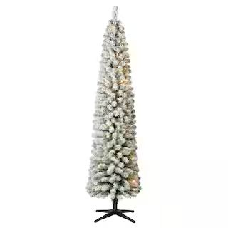 7ft. Pre-Lit Flocked Artificial Pencil Christmas Tree, Clear Lights by Ashland® | Michaels Stores