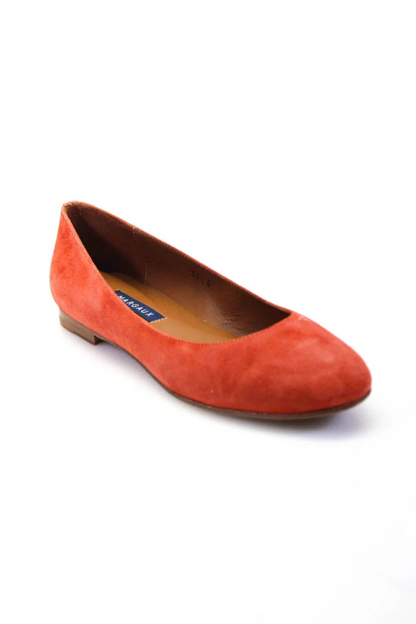 Margaux Womens Slip On The Classic Ballet Flats Persimmon Suede | Shop Simon