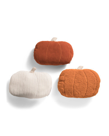 3pk Mixed Fabric Pumpkins Pillows | TJ Maxx