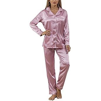 SWOMOG Women's Satin Pajama Set Silk Sleepwear Cami Nightwear Sexy Lingerie 2 Piece Top and Pants Pj | Amazon (US)