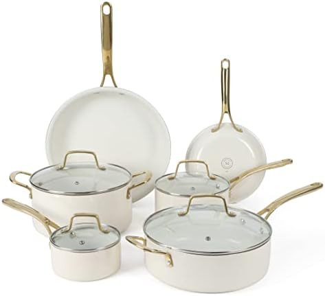 Martha Stewart Lockton Premium Non stick Non Toxic PFA Free Ceramic Interior 10 Piece Heavy Gauge... | Amazon (US)