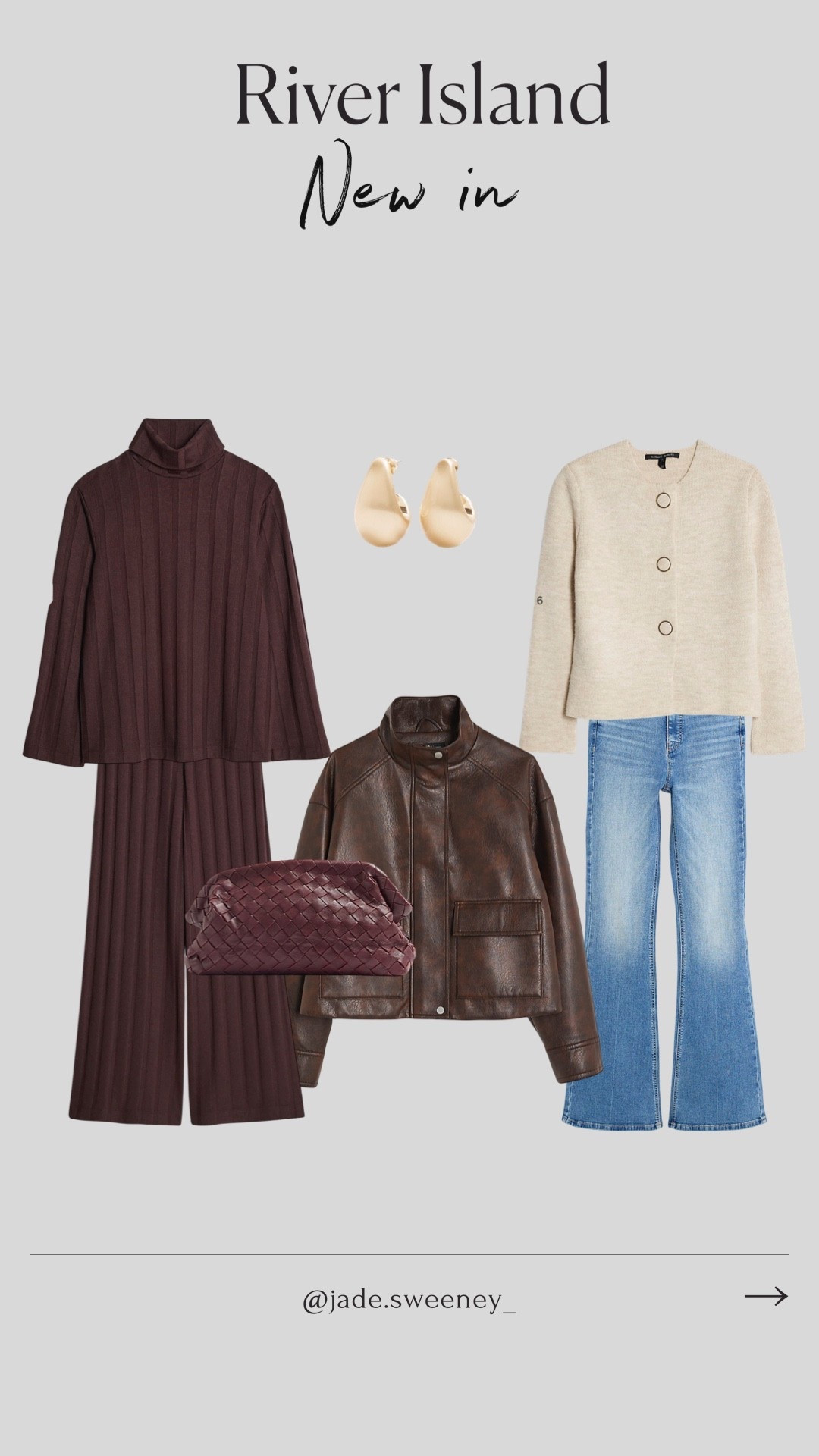 Gorgeous River Island new in 🤎

Brown longe top, brown lounge pant,
Chocolate brown jacket, gold earnings, oversized red clutch, beige button top, flared jeans


#LTKjeans #LTKstyletip #LTKautumn