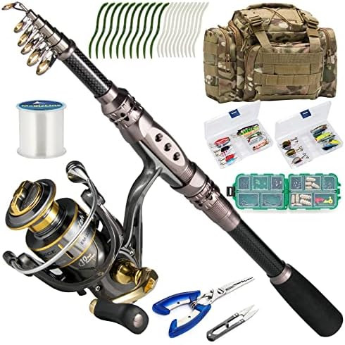 Dr.Fish Fishing Rod and Reel Combos 125pcs Full Kit Carbon Fiber Telescopic Spinning Rod 9+1BB Spinn | Amazon (US)