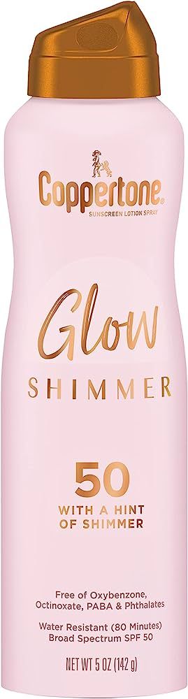 Coppertone Glow with Shimmer Sunscreen Spray, Water Resistant , Broad Spectrum, SPF 50, 5 Oz | Amazon (US)