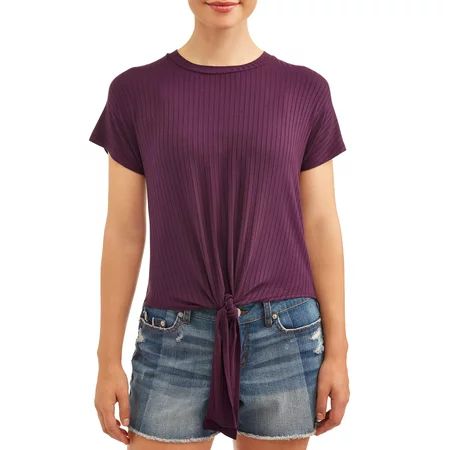 Women's Front Tie Rib T-Shirt | Walmart (US)