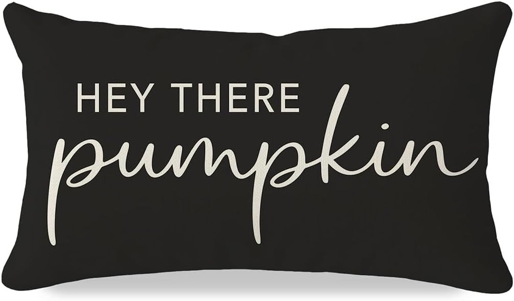 PANDICORN Fall Pillow Covers 12x20 Inch, Hey There Pumpkin Decor, Black | Amazon (US)