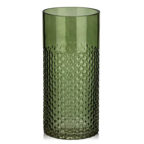 Sage Green Vase Glass Cylinder Vase, 8.7" H x 4" W Flower Vases Decorative Modern Wide Mouth Vase Bubble Glass Vases for Centerpieces Mantel Shelf Table Home Decor | Amazon (US)