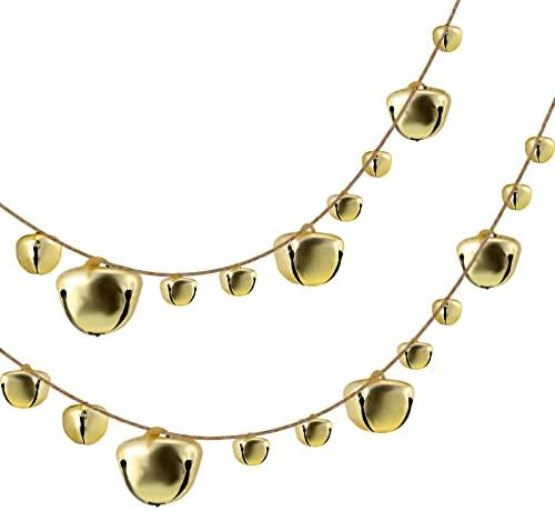 Christmas Jingle Bell Hanging String Gold Finish Metal Garlands Polished Decorative Hanging Bell ... | Amazon (US)