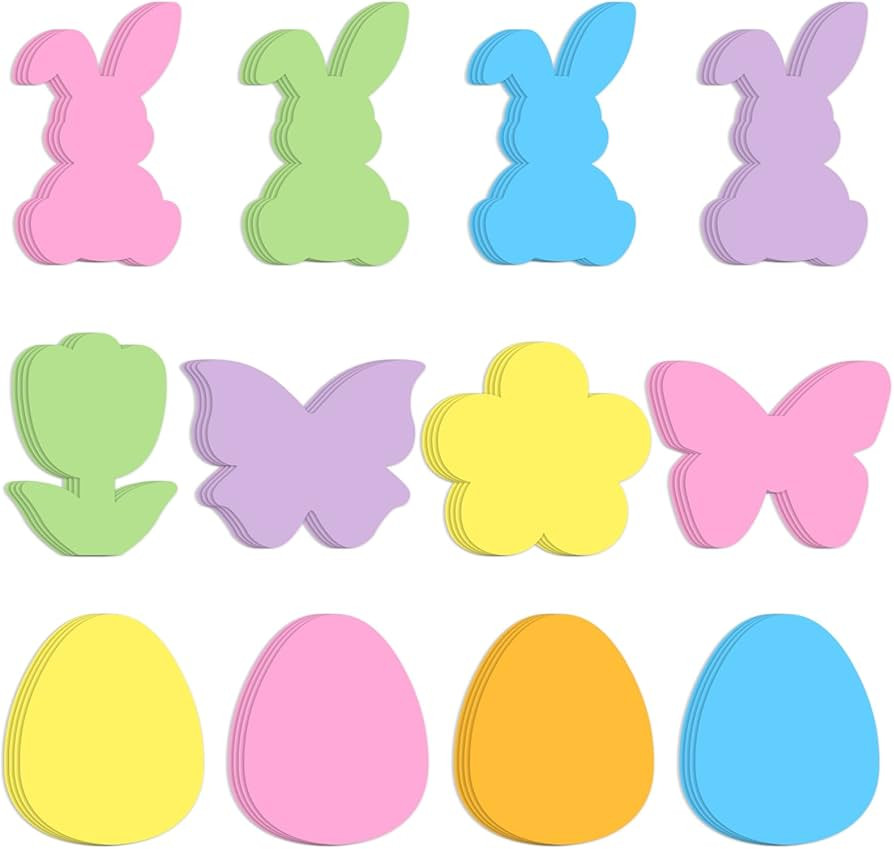 36Pcs 720 Sheets Easter Sticky Notes Pastel Color Easter Egg Bunny Flower Butterfly Shape Sticky ... | Amazon (US)