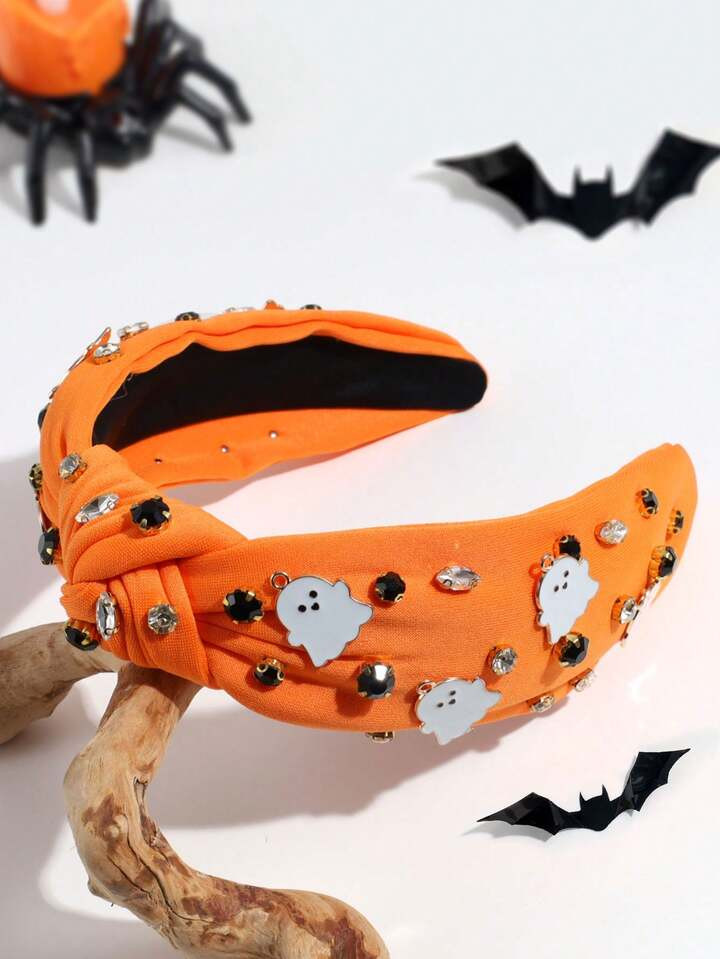 1pc Women's Fashionable Halloween Ghost Knotted Wide Headband, Suitable For Daily, Halloween Part... | SHEIN