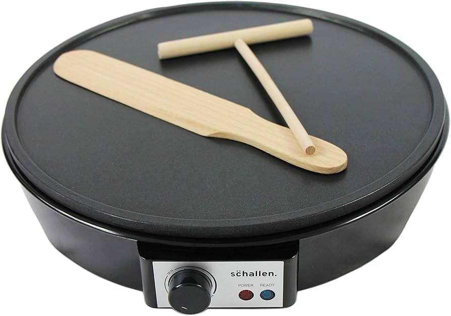 Schallen Black 1000W Electric Traditional Pancake & Crepe Maker Machine, 12" Hot Plate and Utensi... | Amazon (UK)