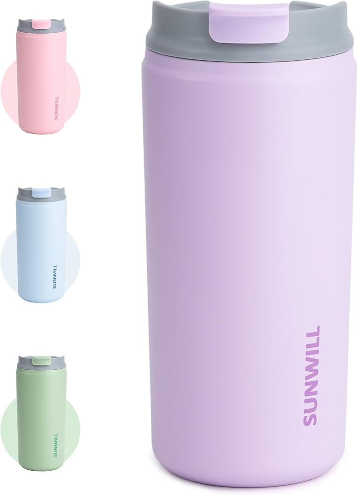 SUNWILL Insulated Coffee Mug with Lid, Leakproof Travel Coffee Tumbler Cups, 12 oz Iced Coffee Cu... | Amazon (US)