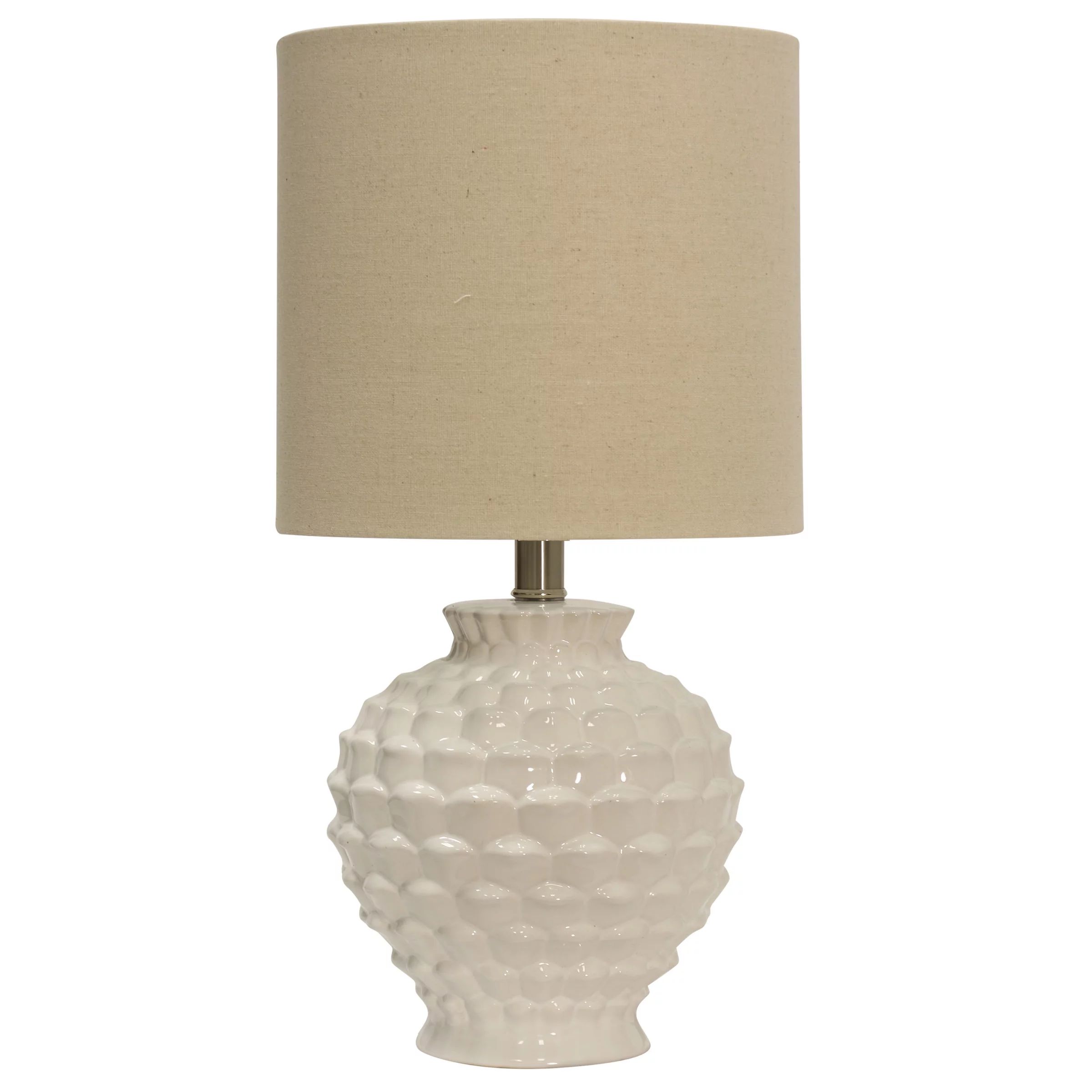 Ceramic Table Lamp - White Finish - Beige Hardback Fabric Shade - Walmart.com | Walmart (US)
